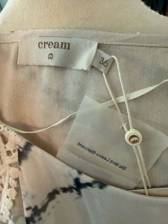 🐦 NWT Cream Addie Dress Chalk Print Lace Shoulder Sheer Boho Tunic EU 36 - Picture 11 of 14